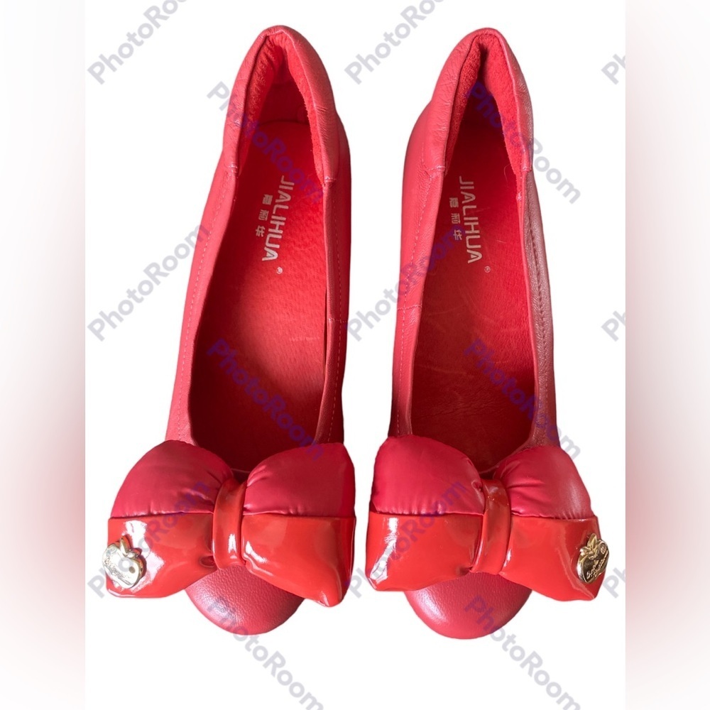 Anime cosplay red heels puffy bows size 7